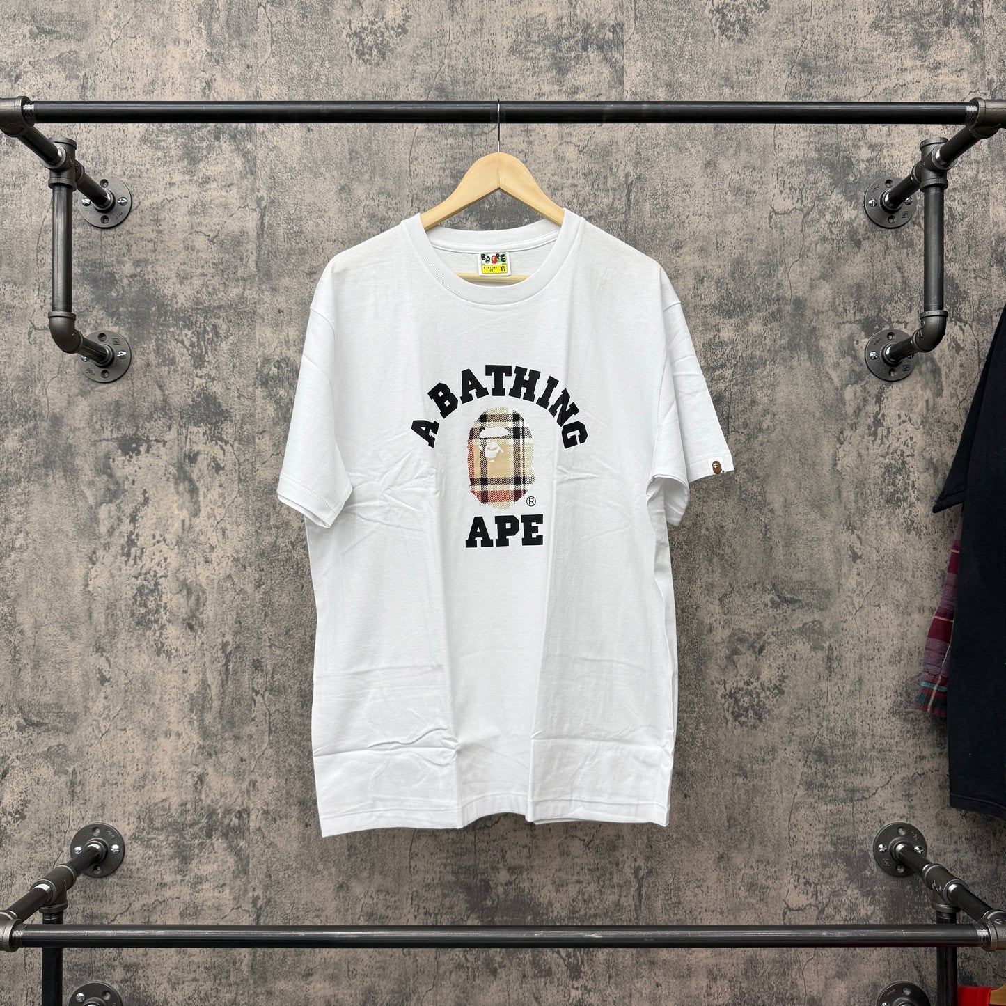 Bape White Spell Out Plaid Tee (Multiple Sizes)