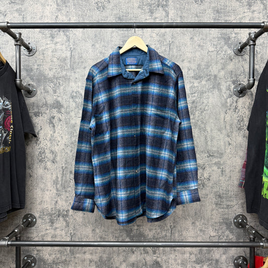 Vintage Pendleton Flannel Blue/Black/Teal SZ XL