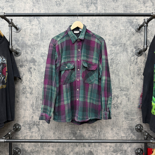 Vintage Field & Stream Flannel Maroon/Green SZ L - T