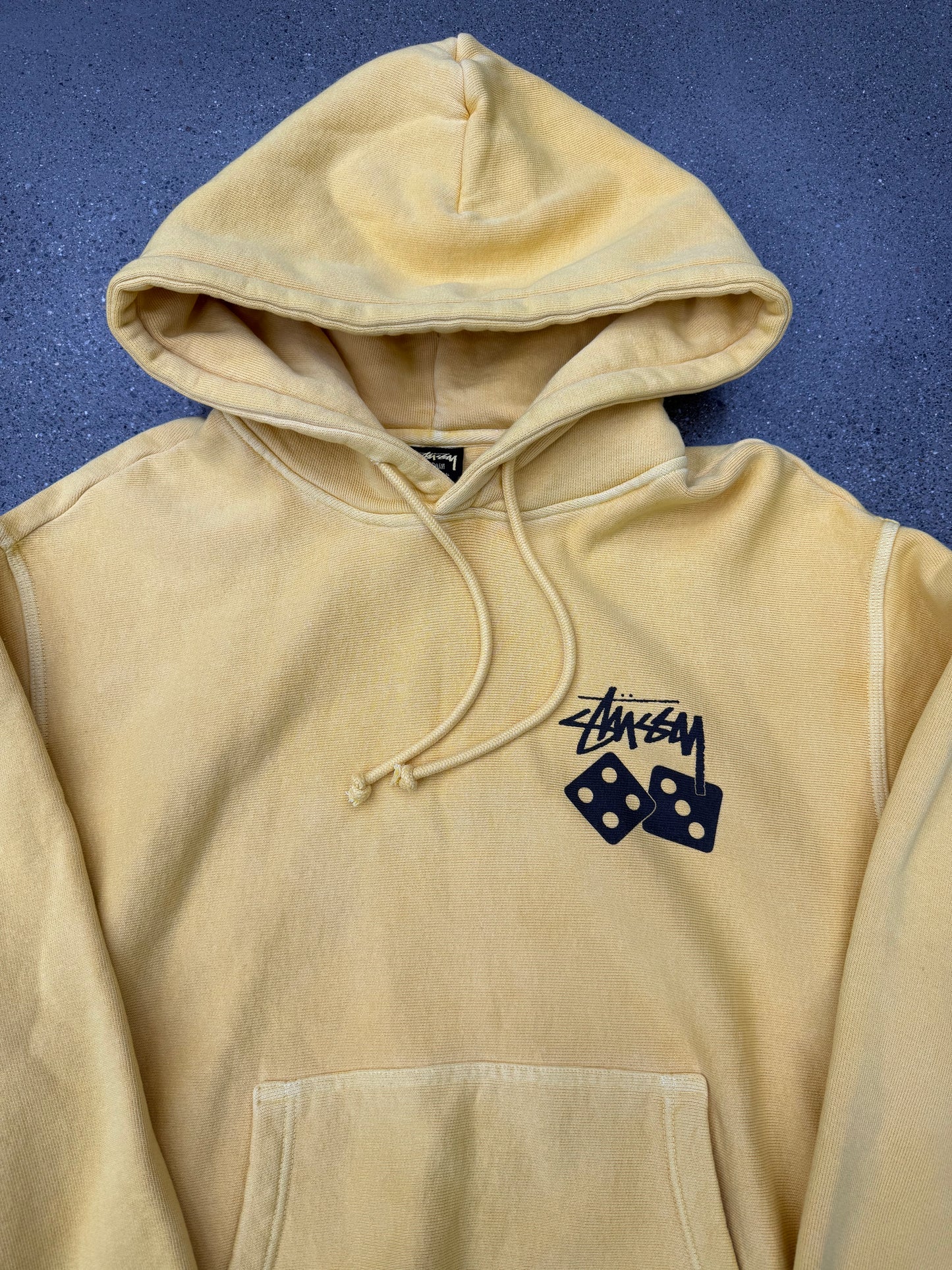 Stussy Dice Hoodie Pigment Dyed Yellow SZ M (NEW)