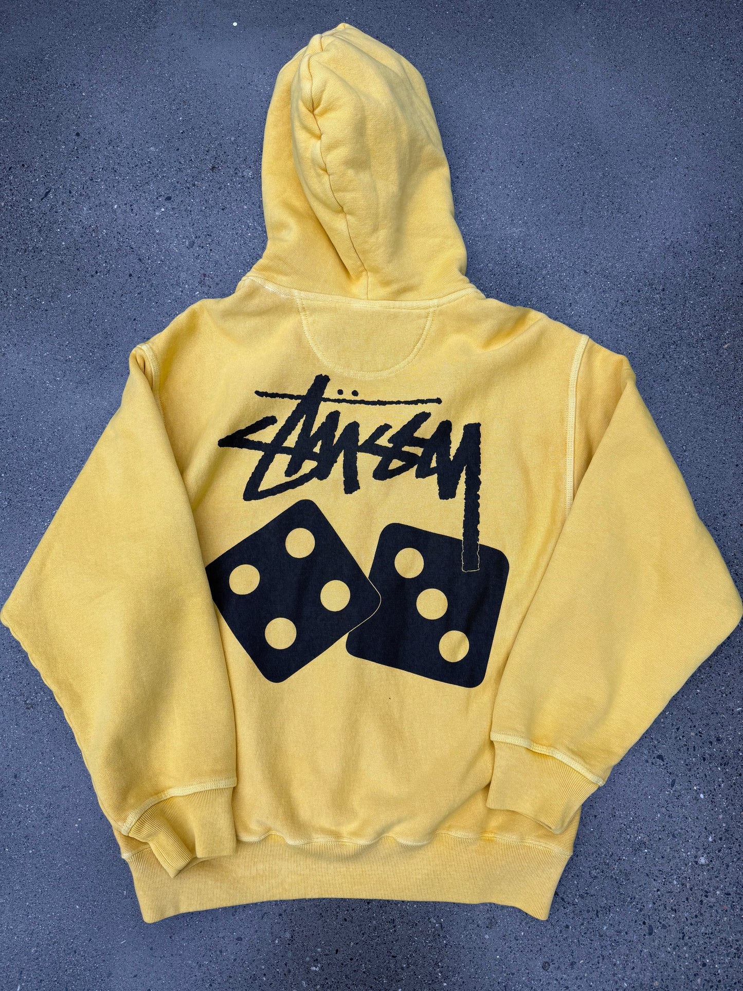 Stussy Dice Hoodie Pigment Dyed Yellow SZ M (NEW)