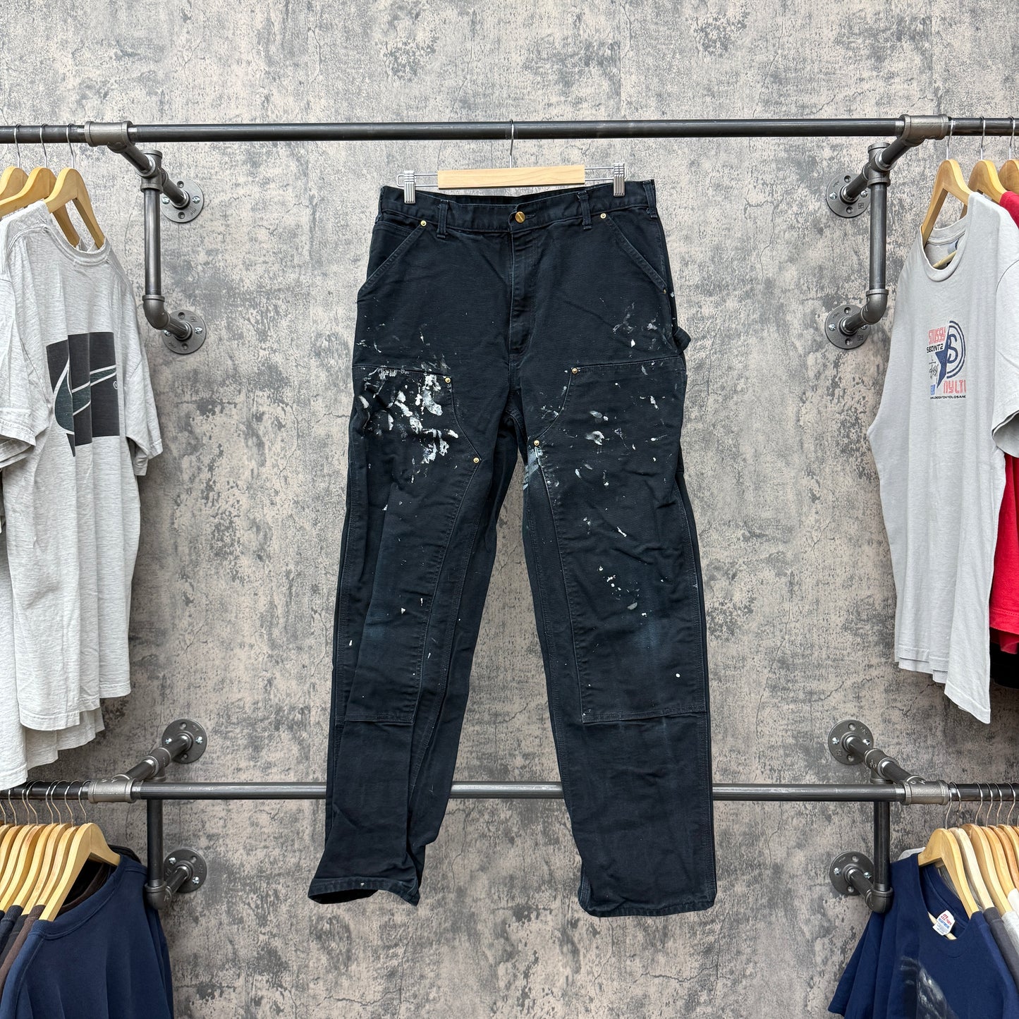 36 X 34 Carhartt Black Double Knee Pants