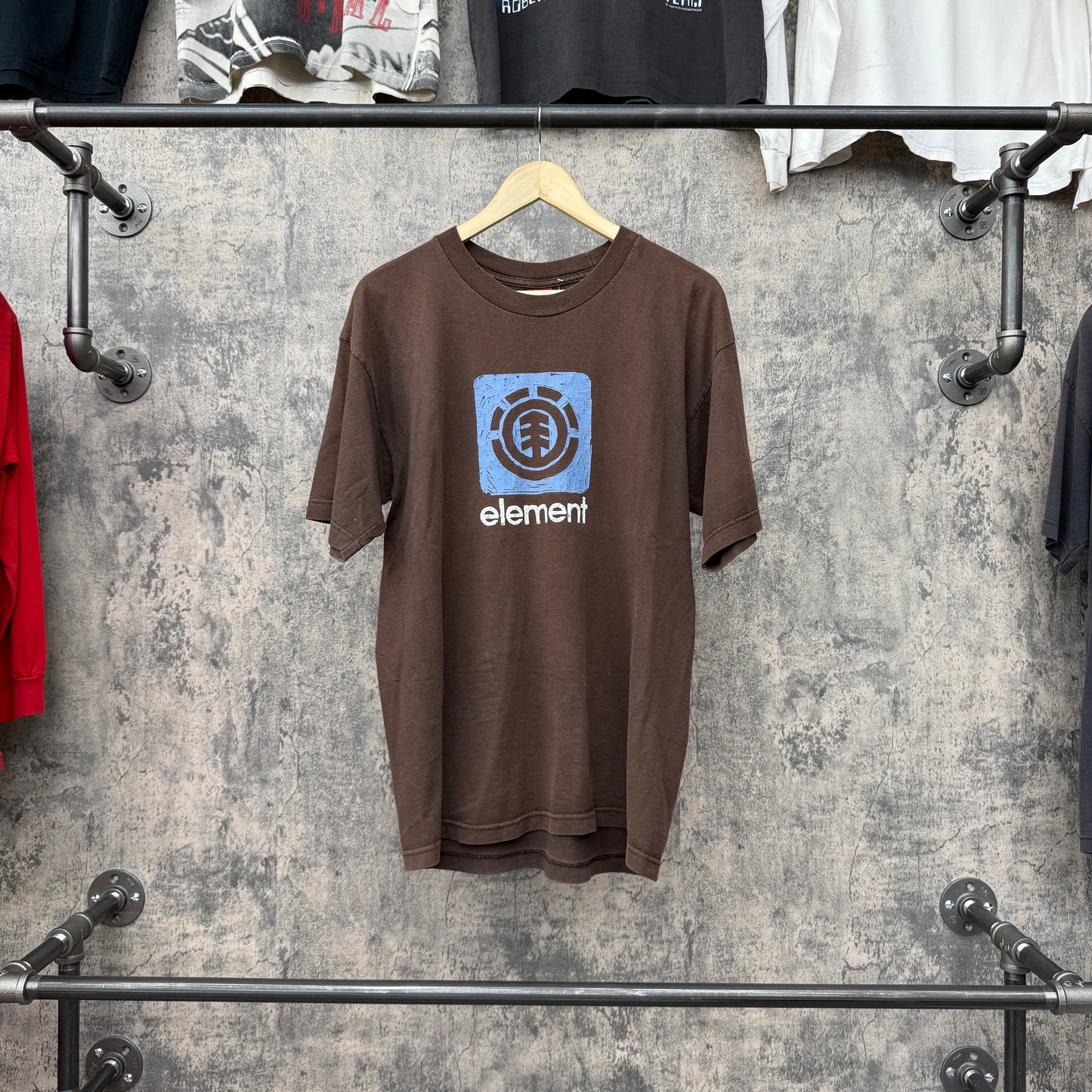 Y2K Element Skate Tee Brown W/ Blue Logo SZ L