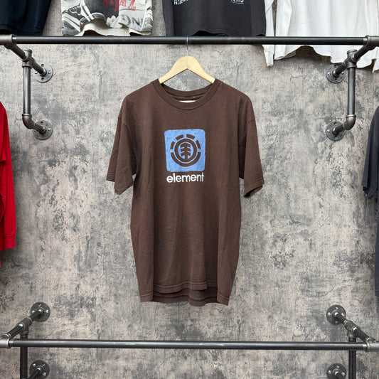 Y2K Element Skate Tee Brown W/ Blue Logo SZ L