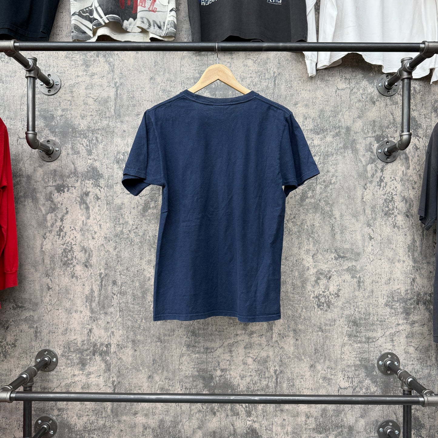 Stussy Camo Spellout Navy Tee SZ S