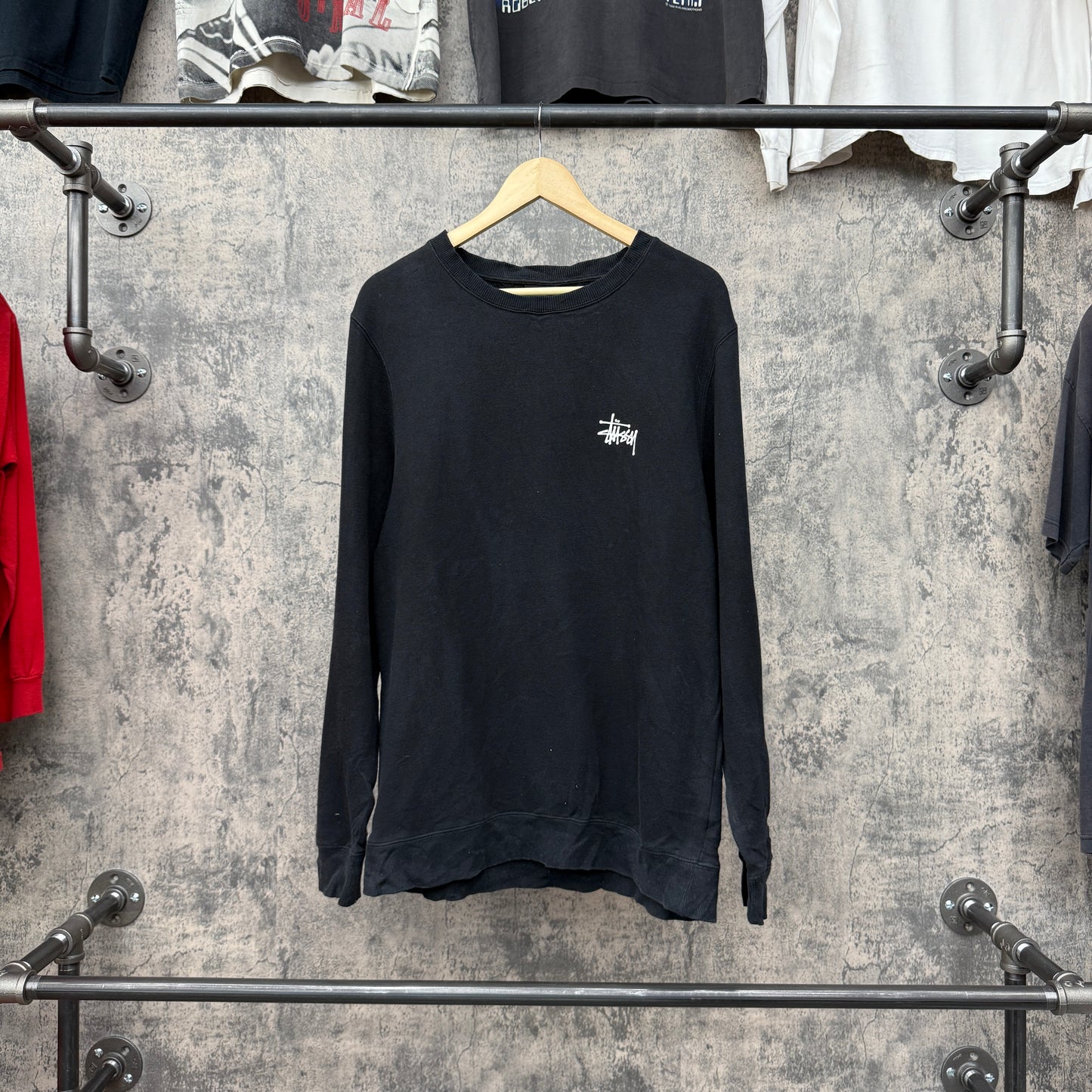 Stussy Crewneck Basic Script Front / Back SZ M