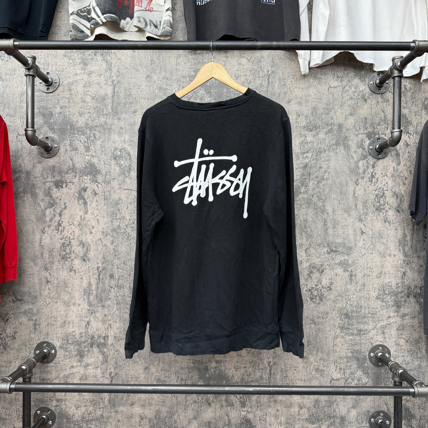 Stussy Crewneck Basic Script Front / Back SZ M