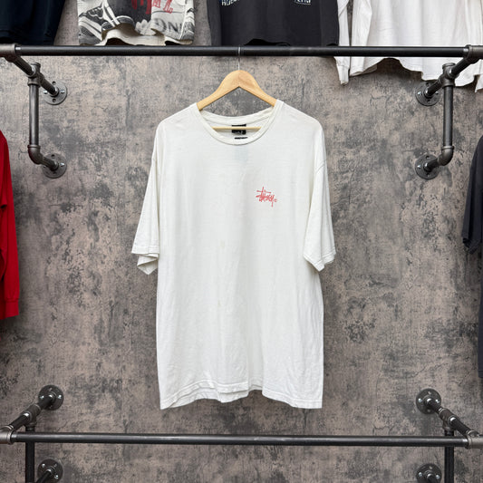 Stussy Basic Script Tee Red Font - Front Back Hit SZ XL