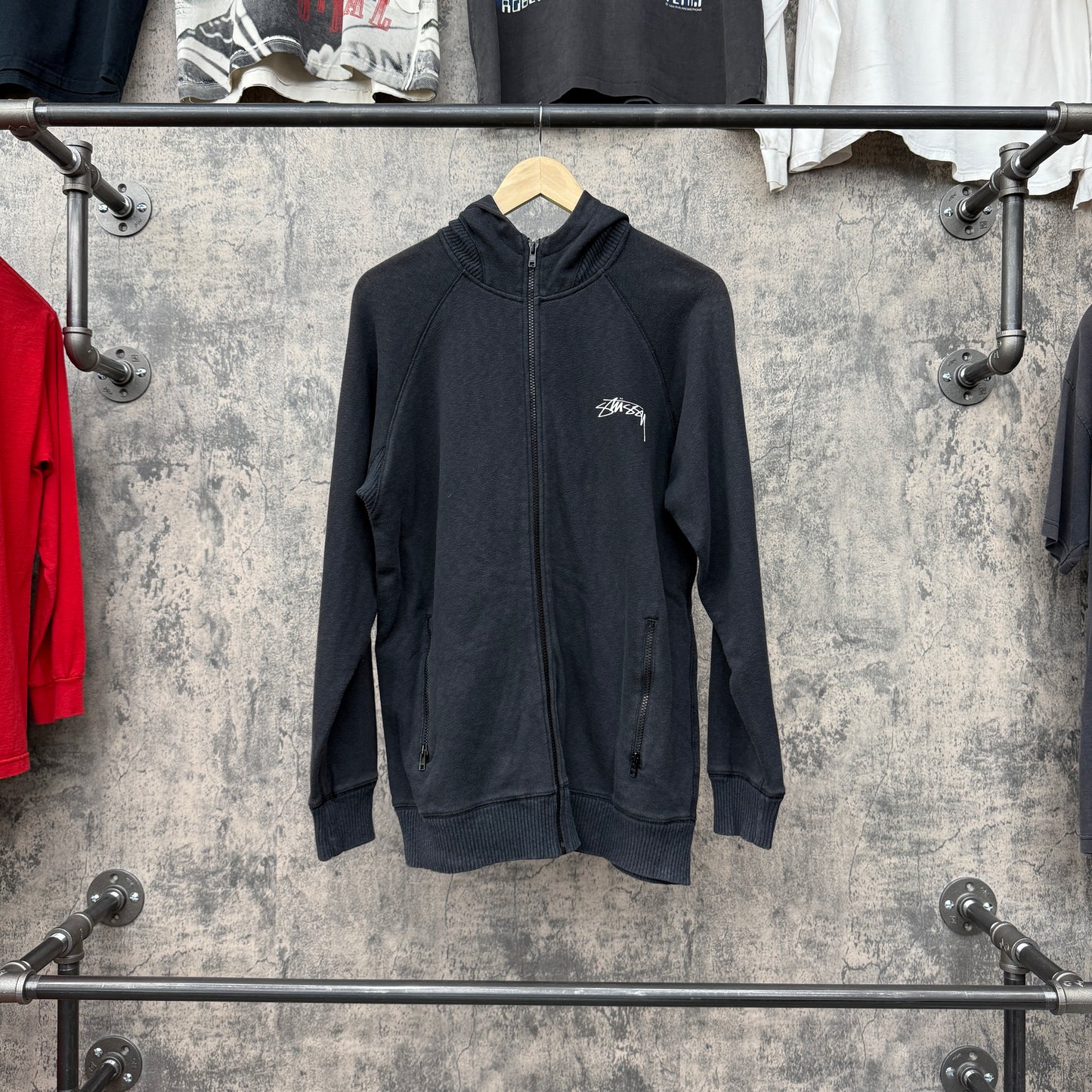 Stussy Full Zip Hoodie Skull Smoking SZ L/XL