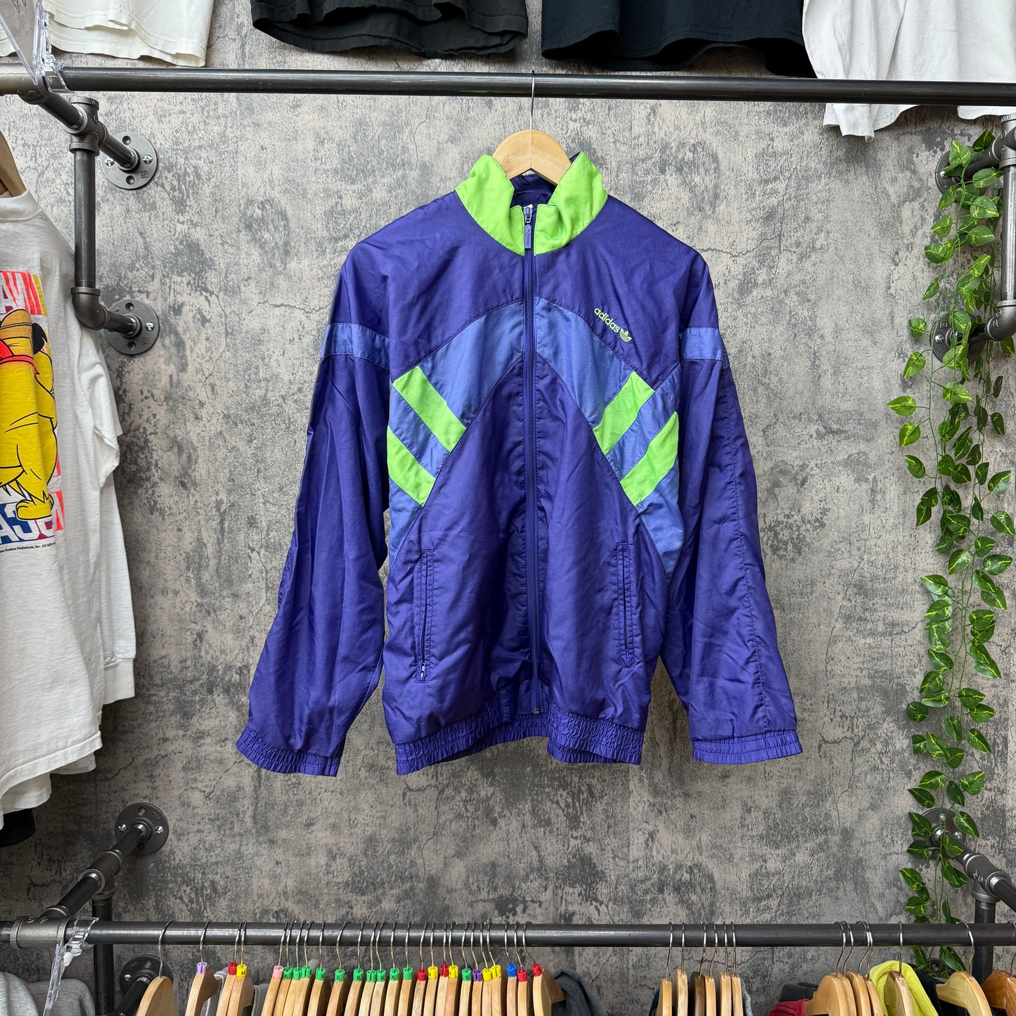 80s/90s Adidas Purple/Green Windbreaker SZ S/M