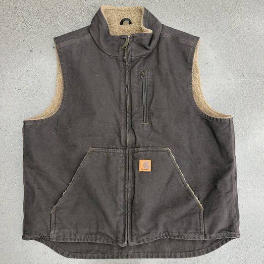 Carhartt Choclate Brown Vest Sherpa Lined SZ L