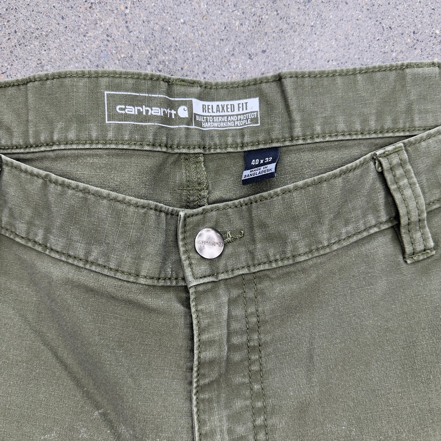 Carhartt Olive Green Double Knee SZ 40x32