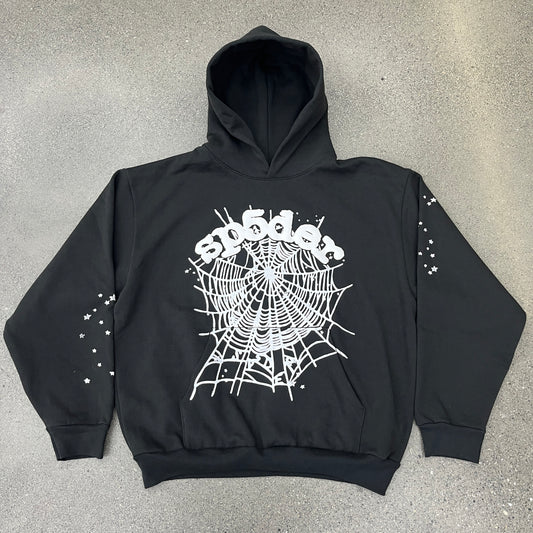 (NEW) Sp5der Black Web OG Hoodie Size XL