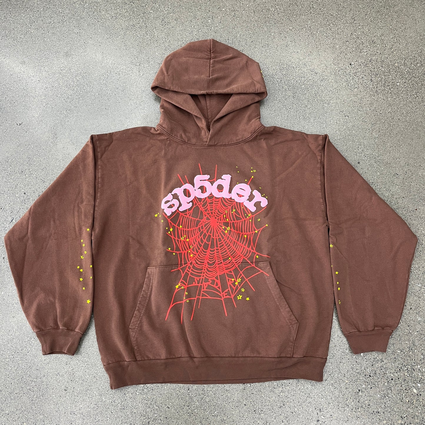 (NEW) Sp5der Web Hoodie Brown SZ XXL