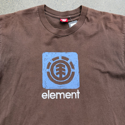 Y2K Element Skate Tee Brown W/ Blue Logo SZ L