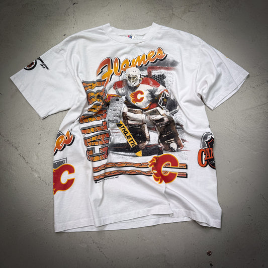 1991 Calgary Flames All Over Print Tee (Size XL)