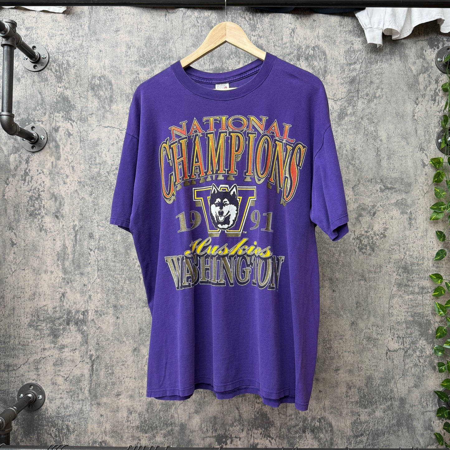 1991 Washington Huskies National Champs Purple Tee SZ XL