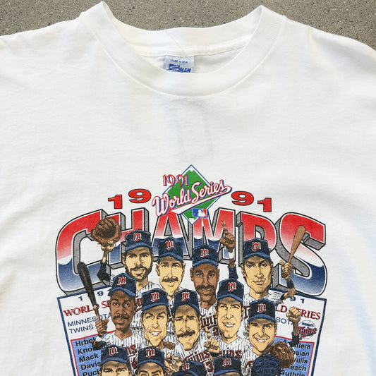 Twins 1991 World Series Caricature Tee SZ L