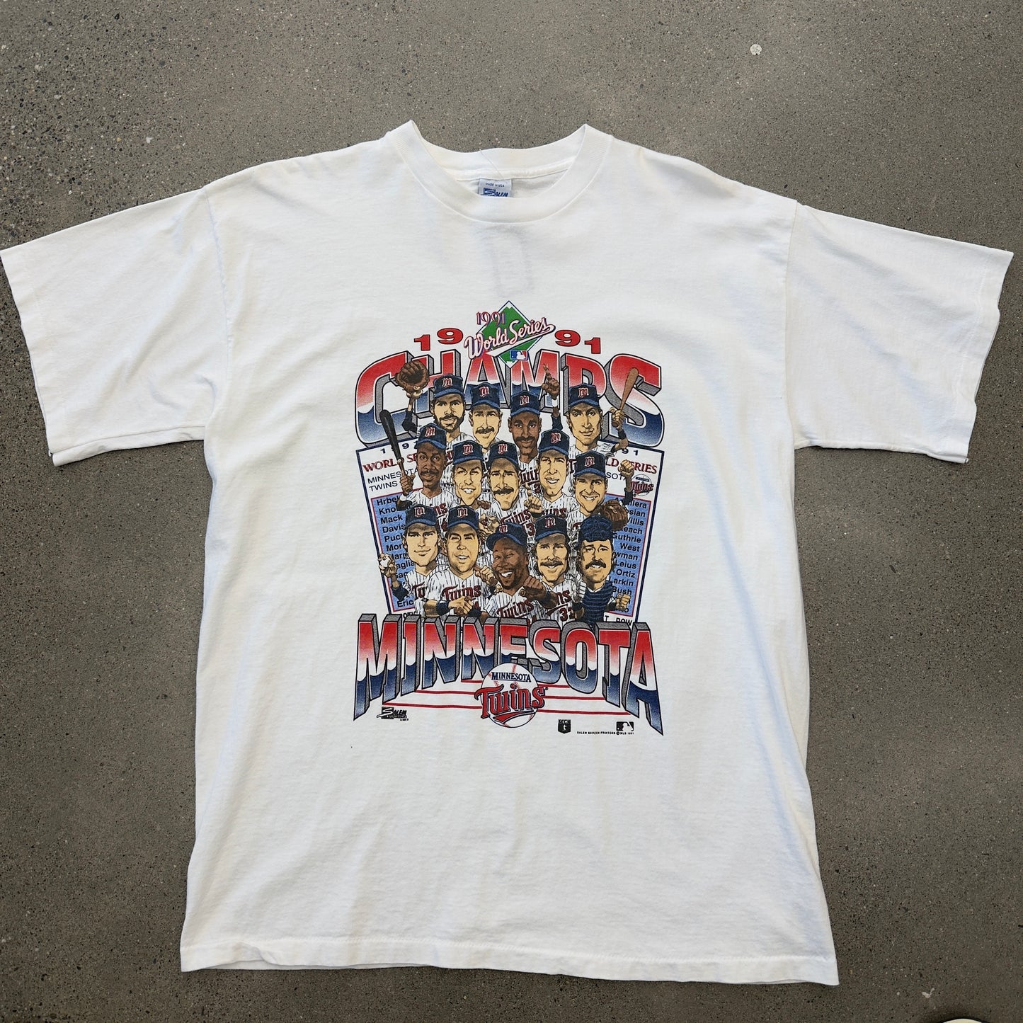 Twins 1991 World Series Caricature Tee SZ L