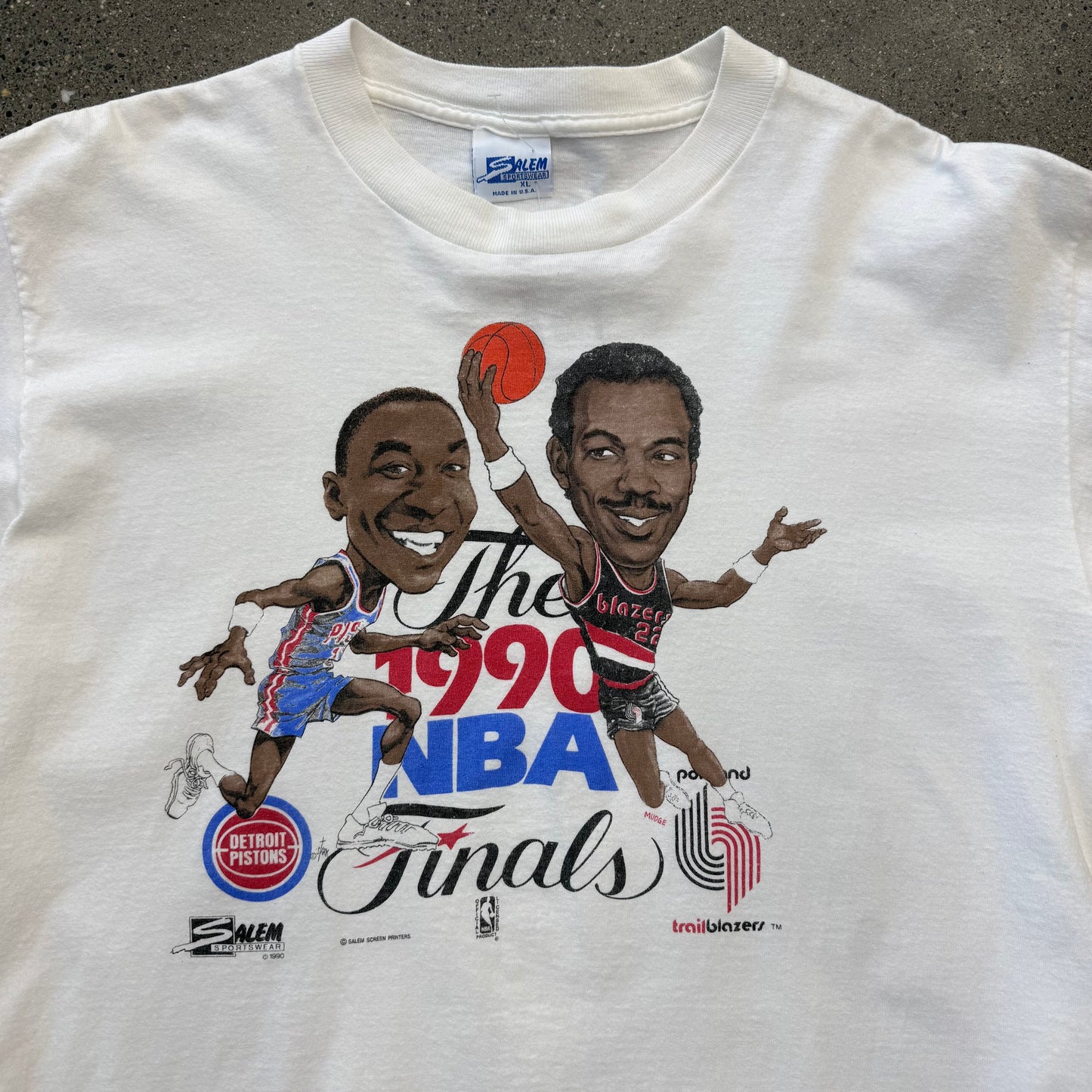 1990 Isiah Thomas Vs Clyde Drexler FINALS Tee SZ XL