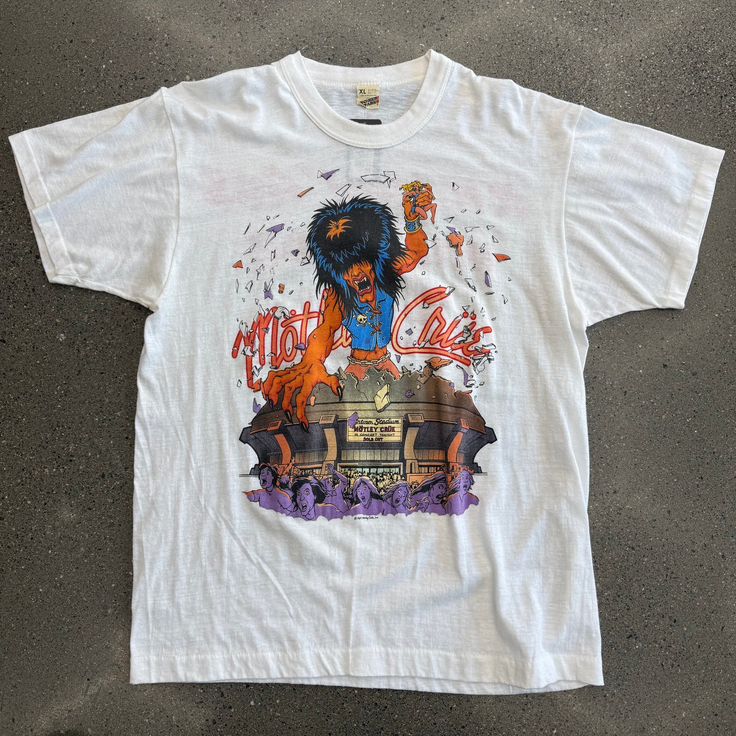 1987 Motely Crue Kickin' Ass On The Wild Side Tour Tee SZ XL