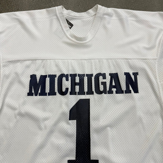 Michigan White #1 Football Jersey Champion SZ XL