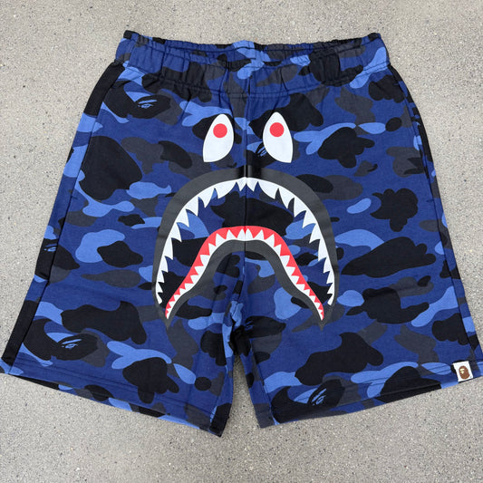 Bape Shark Face Shorts Navy Camo
