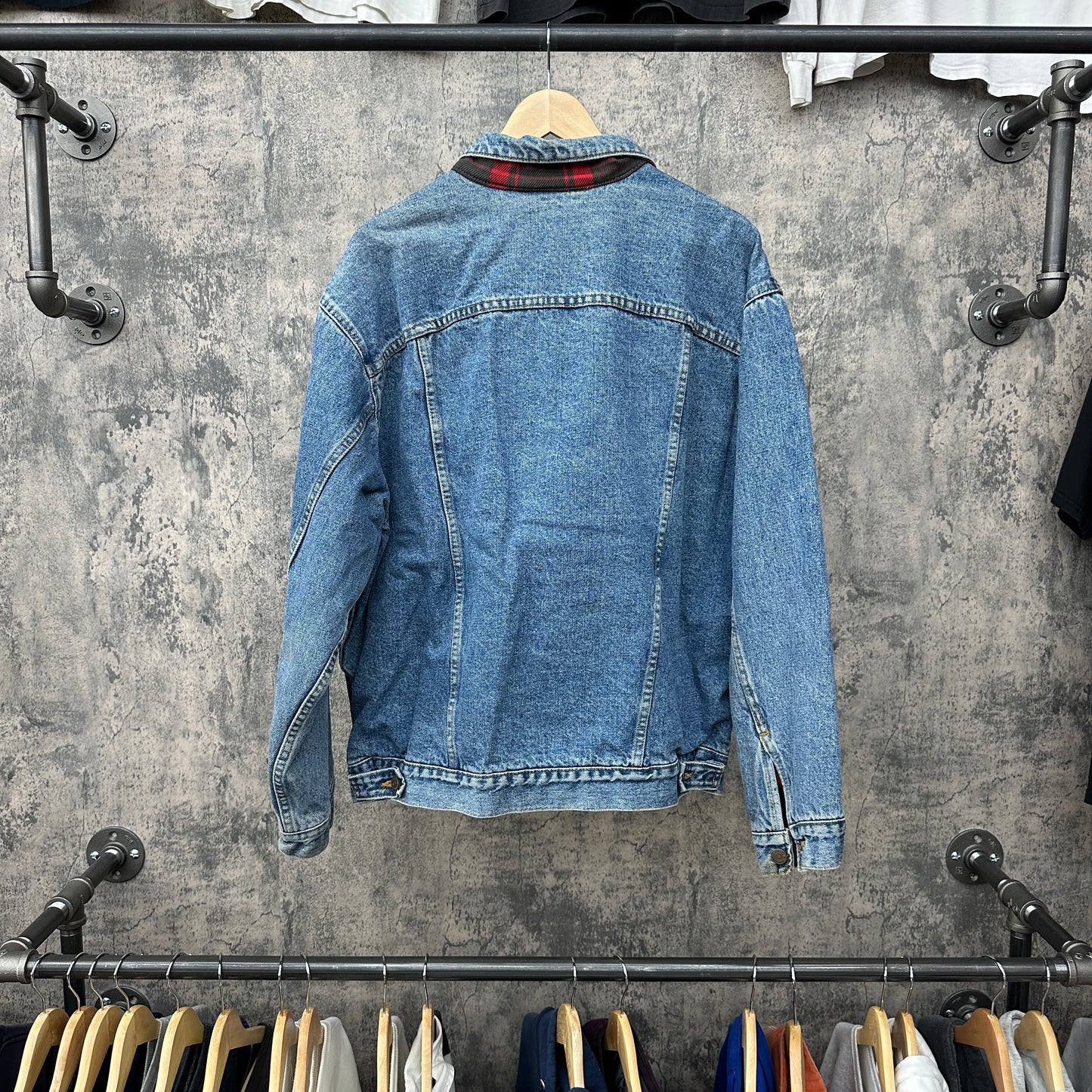 Levi Denim Jacket Plaid Lined Red SZ L/XL