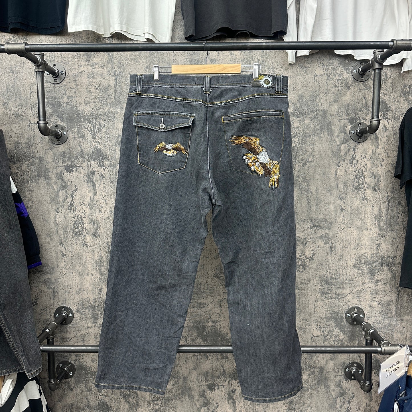 44 X 32 Y2K Exa Unlimited Eagle Black Denim