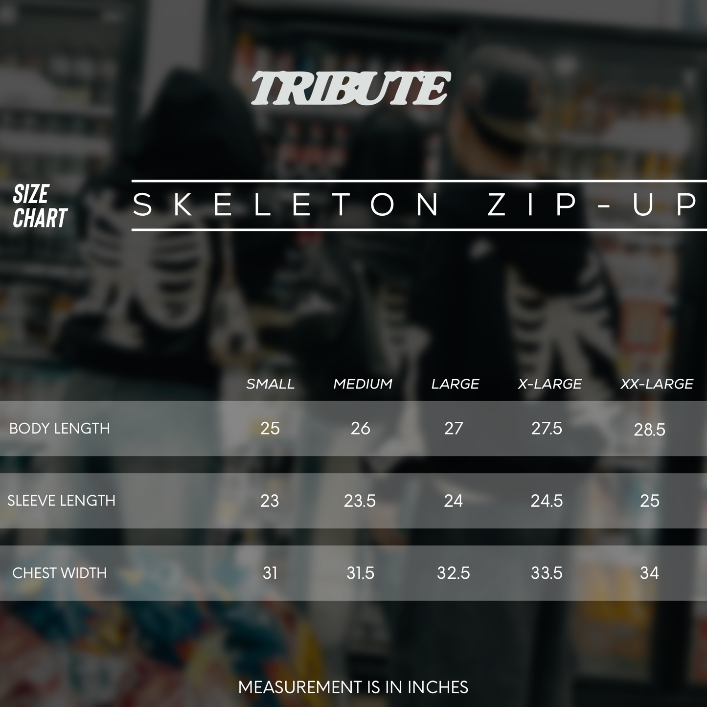 Tribute Black Skeleton Zip-Up (Multiple Sizes)