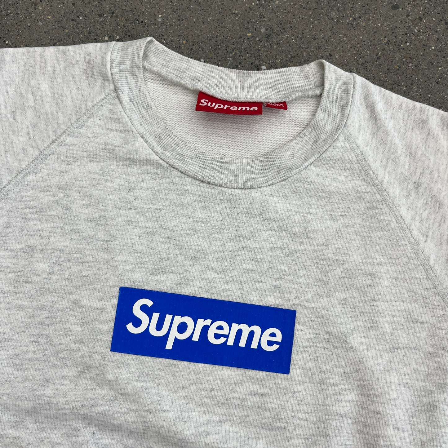 2007 Supreme Box Logo Crewneck Sweater Grey SZ L