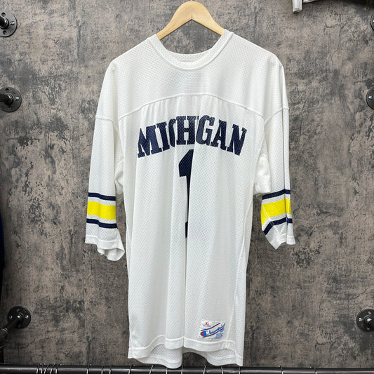Michigan White #1 Football Jersey Champion SZ XL